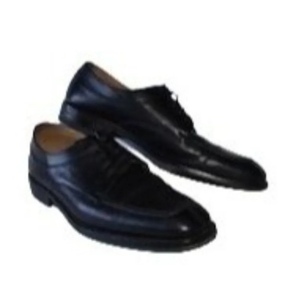 E.T. Wright black lace up split toe dress shoes mens 14‎ B (sole wear) 602562
